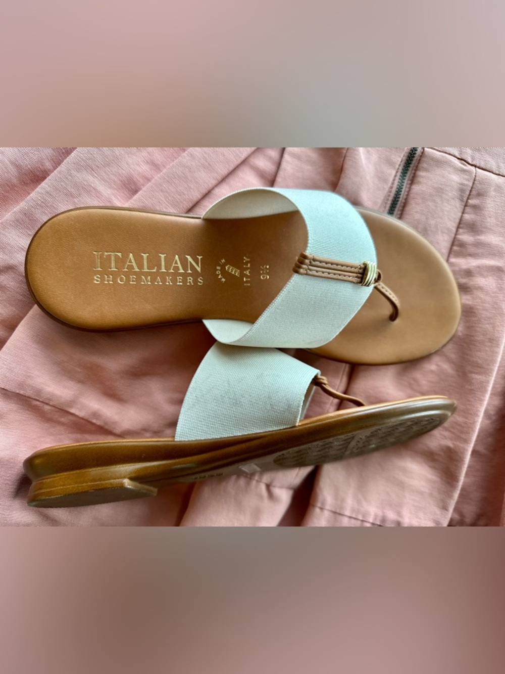 ✨ Italian 🇮🇹 Shoemakers | Afia in White and Tan Slide Sandals - Picture 4 of 7